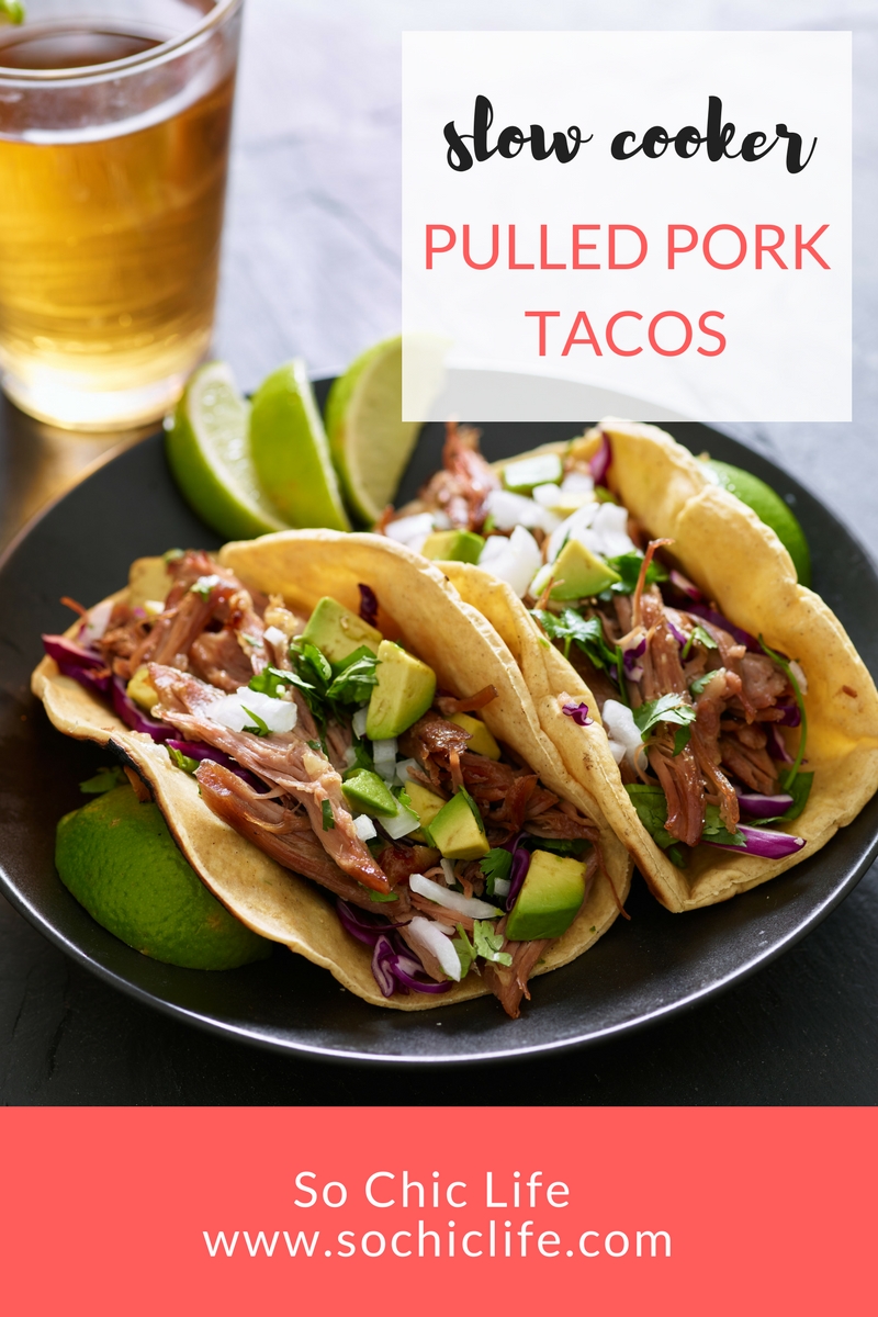 Slow Cooker Pulled Pork Tacos via SoChicLife
