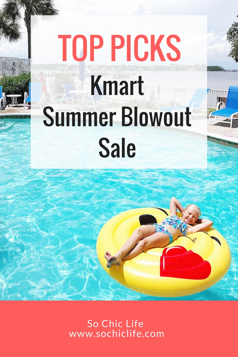 Kmart Summer Blowout Sale offers 10-40% off in all departments {excluding grocery items} + 50% off on summer favs like apparel, footwear, home decor, toys. Visit www.SoChicLife.com to check out the deals we scored!